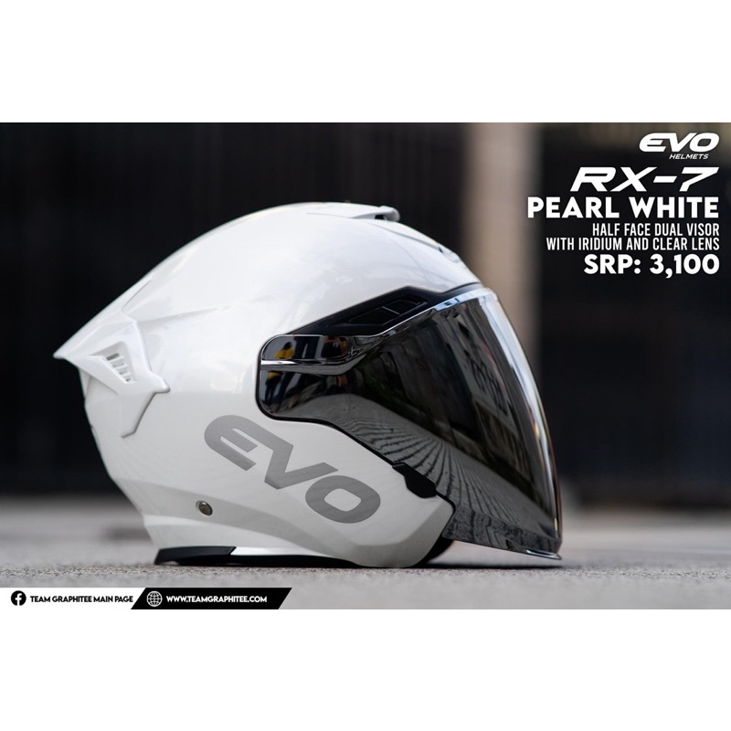 Evo half sale face helmet white