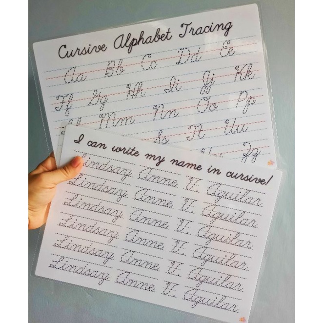 LAMINATED CURSIVE TRACING ACTIVITIES WITH FREE ERASABLE PEN Shopee