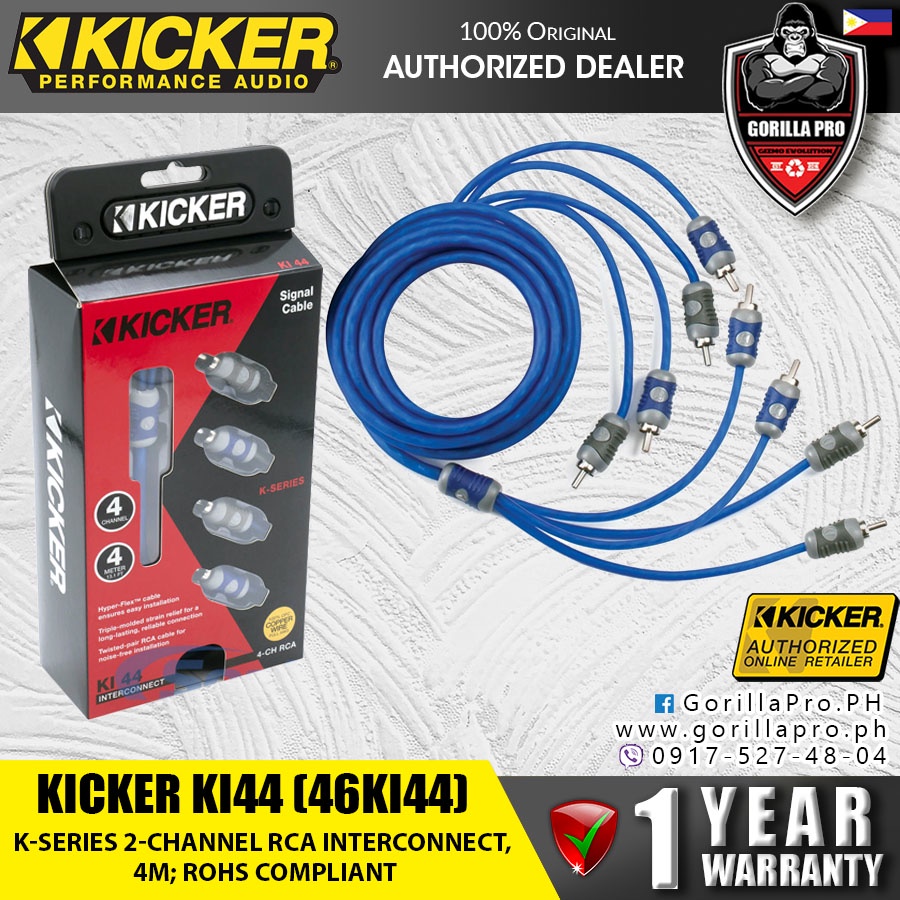 thumbnail image 2 of Kicker K-Series 16.5ft RCA Audio Cable - 2-Channel Interconnect Cable For Car Stereo & Home Audio 2 of 9