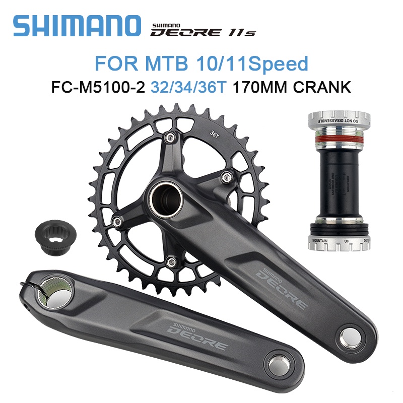Original SHIMANO DEORE FC M5100 Crankset 1x11 Speed MTB 34/36T Crank WUZEI  Chainring BB MT501/MT500/BB52 for Saint MTB Crankset