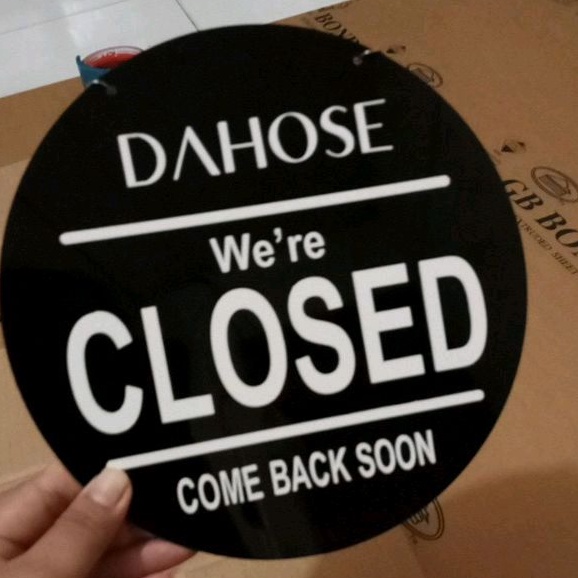 Open Closed + Custom Shop Name Reversible Sign In Embossed Acrylic ...