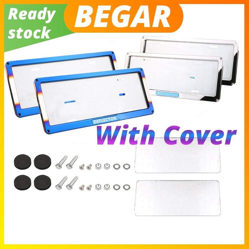 2Pcs Car Plate Number Plating Blue Stainless Steel Car Plate Frame