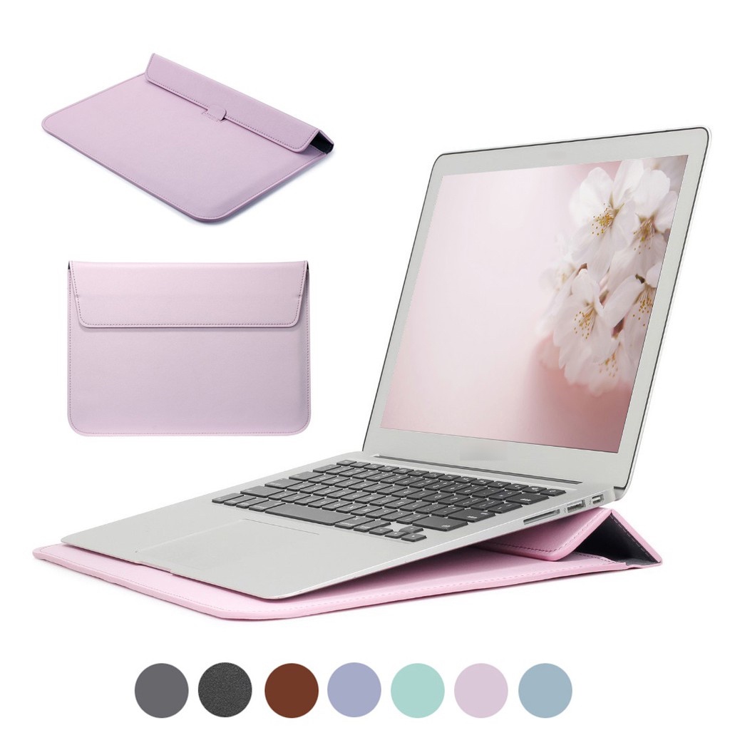 Laptop Leather Sleeve Case bag + Stand For Any Laptop Macbook Case Pro
