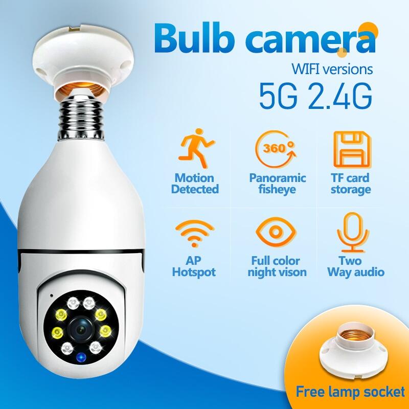 V380 PRO CCTV Camera 1080P HD 360 Degree Panoramic Bulb Camera Smart ...