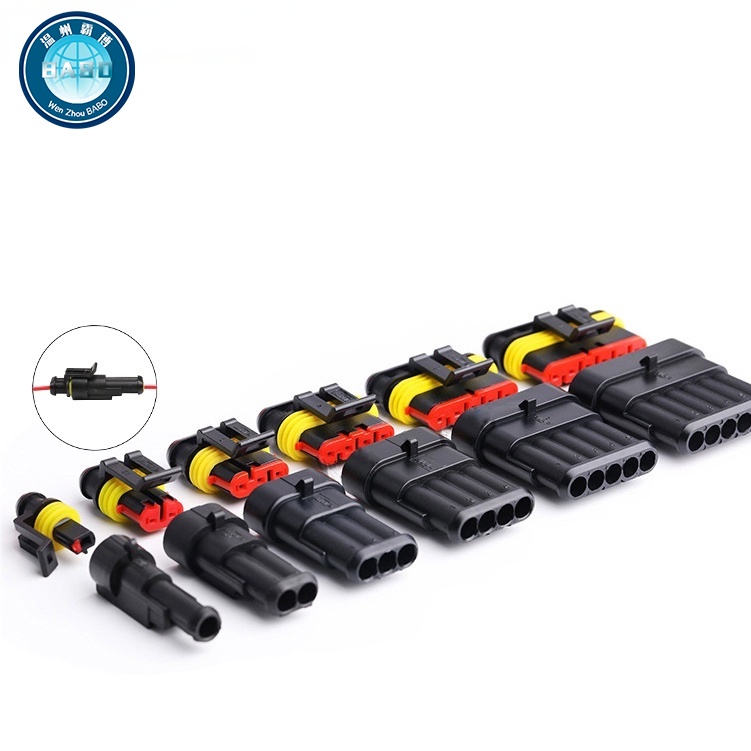 5sets Sealed waterproof connectors of 1 / 2 / 3 / 4 / 5 / 6pin