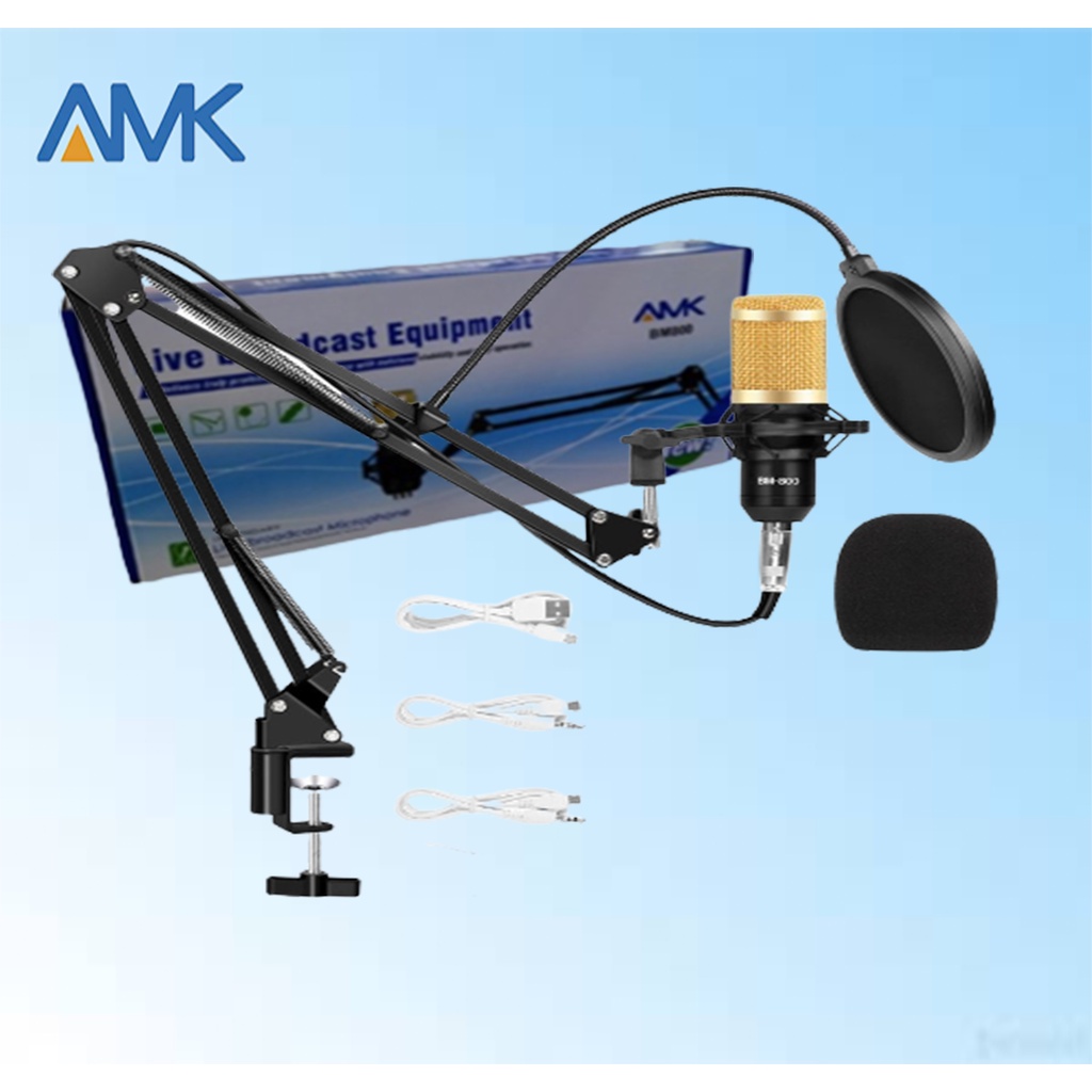 AMK BM800 Condenser Microphone full set Microphone for videoke