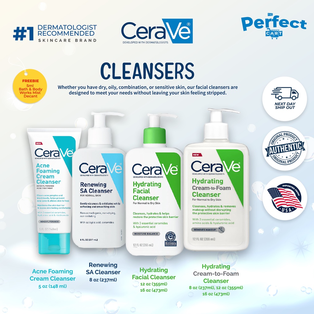 CeraVe Cleansers Acne Foaming I Salicylic Acid I Hydrating CreamtoFoam I Hydrating Facial