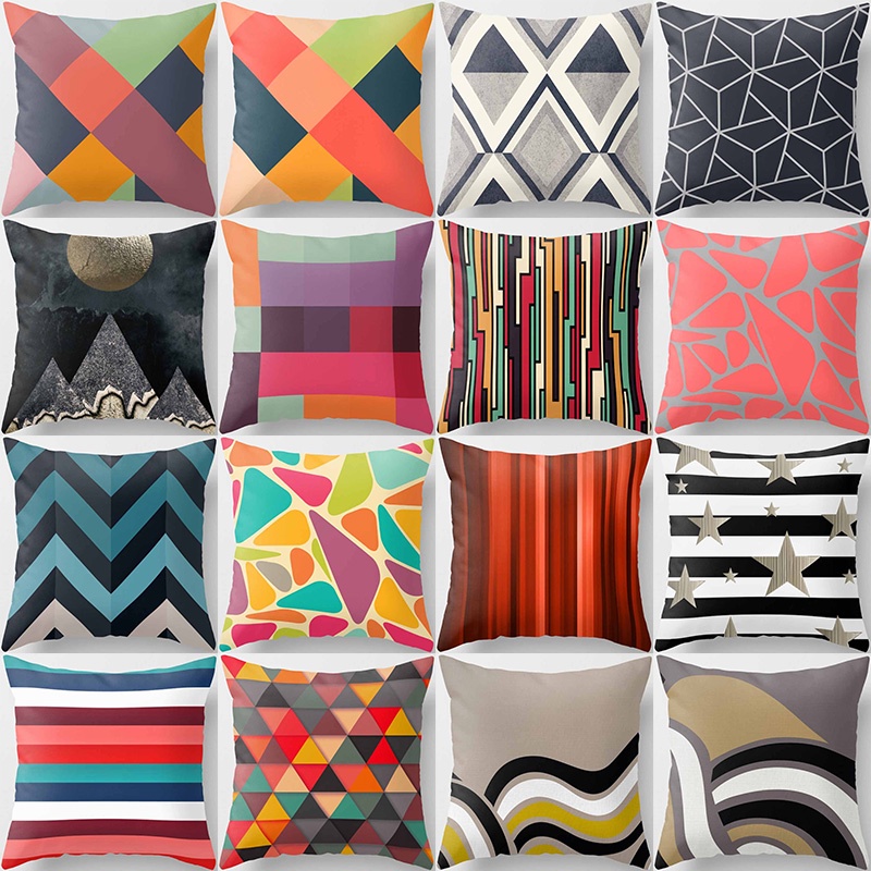 Beauty Color Different Geometry Five-Pointed Star Pattern Pillow Covers ...