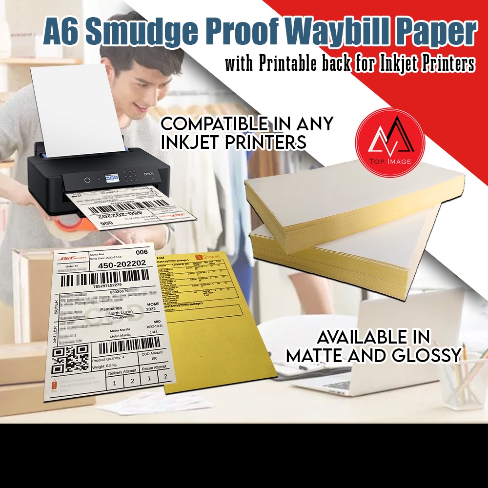 A Smudge Proof Waybill Sticker Paper With Printable Back For Inkjet Printers Pcs Shopee