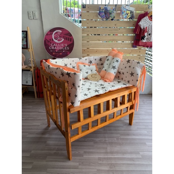 Varnished adjustable & dropside crib set ACTUAL PHOTOS Shopee Philippines