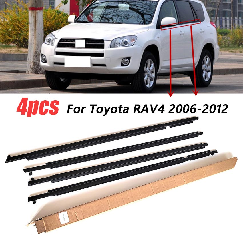 MotorFansClub 4PCS Weatherstrip Window Sealing Fit for RAV4 2006 2007 2008, Sealing Strip Door Outside Trim, Black