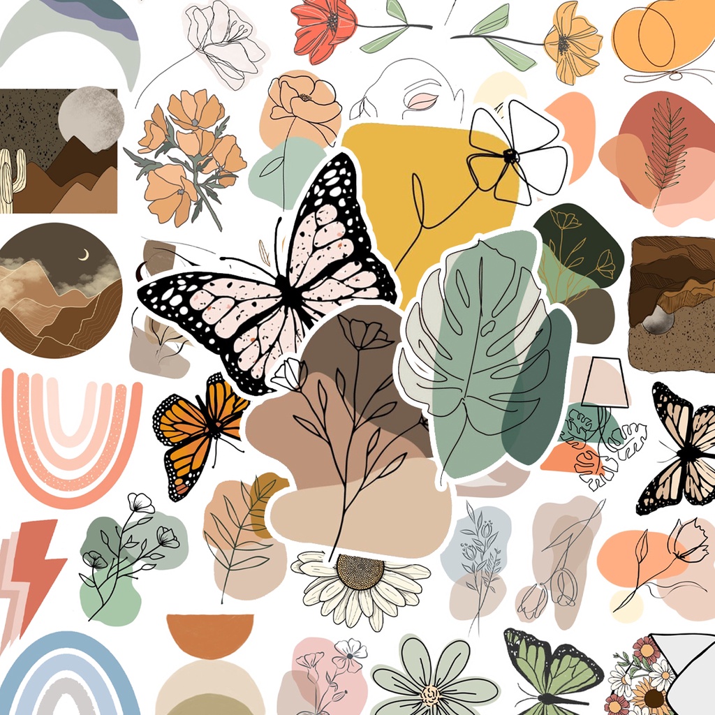 Neutral Aesthetic Minimalist Journal Sticker Pack (50pcs) | Shopee ...