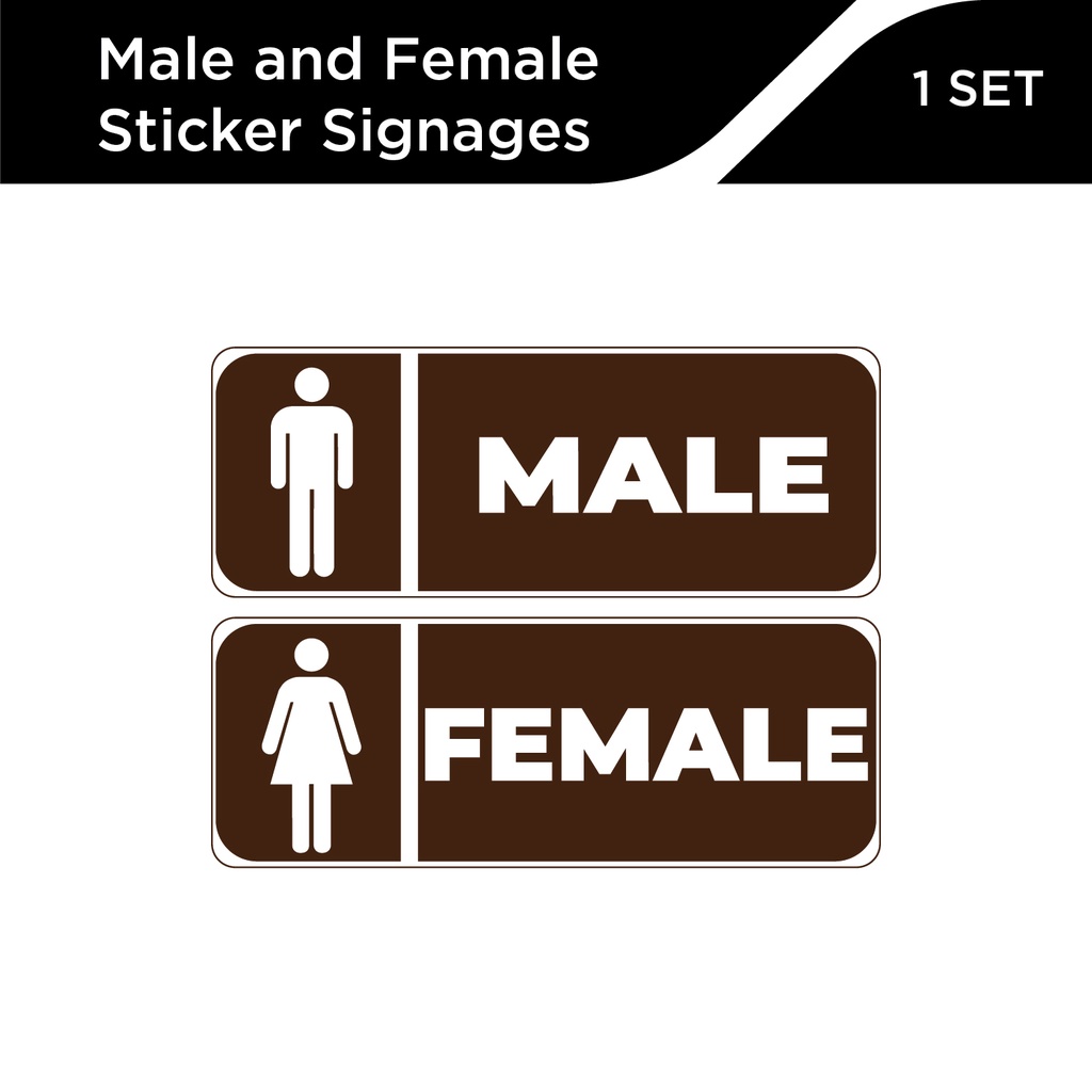 Dsign Male and Female Restroom signage sticker 8x3inches l waterproof l ...