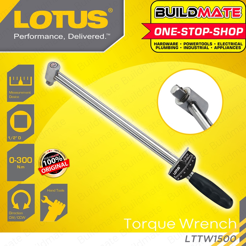 BUILDMATE Lotus Drive Click Torque Wrench Beam 1/2" Inch 300NM Chrome