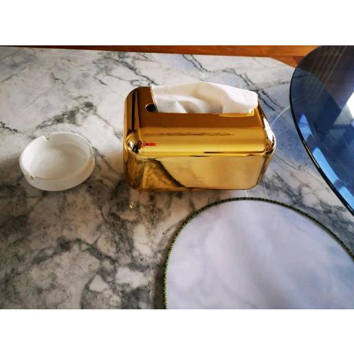 Luxurious Elegant Metallic Gold Silver Tissue Box Tabletop Napkin ...
