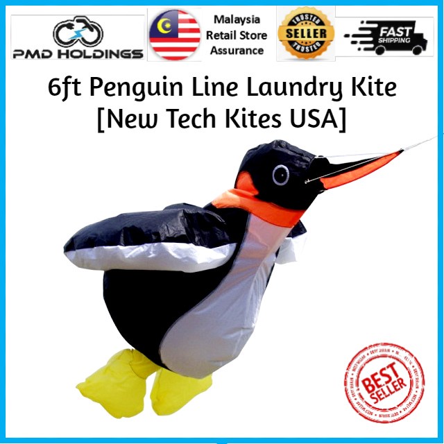 6ft Penguin Line Laundry Kite [New Tech Kites USA] Sea Animals Sports ...