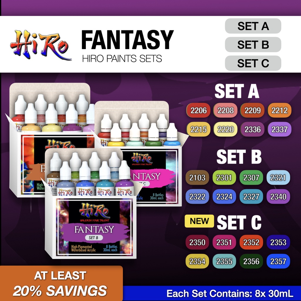 Fantasy Set (Set A / B / C) Hiro Paints (8x30mL) | Shopee Philippines