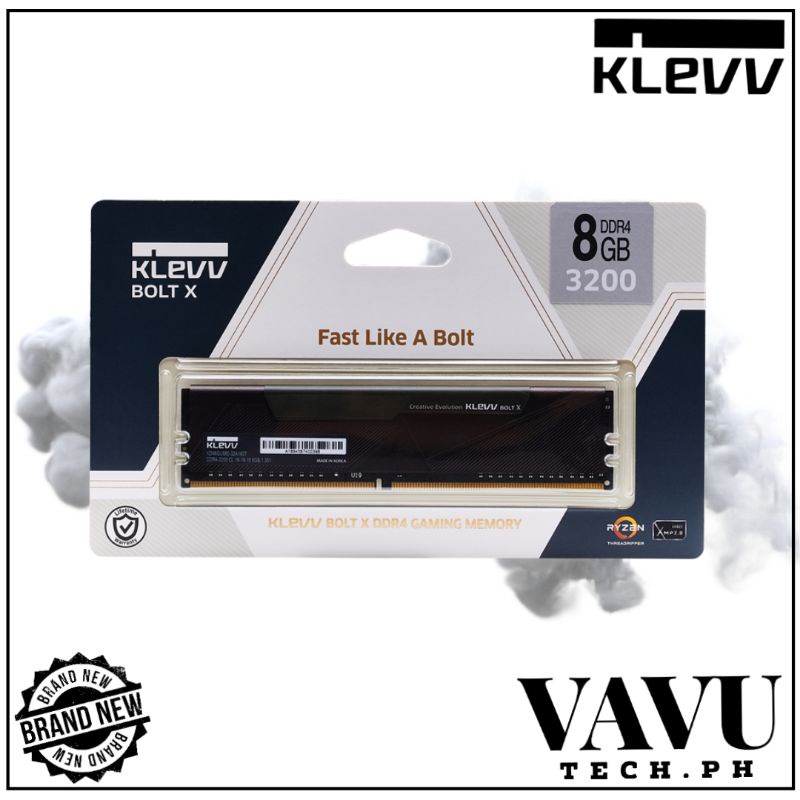 Klevv Bolt X 8GB or 16GB CL16 DDR4 3200mhz Gaming Memory with
