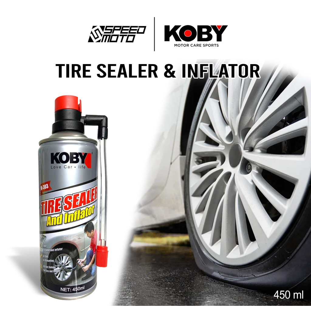 KOBY TIRE SEALER AND INFLATOR 450ML/600ML FOR MOTORCYCLE/CAR | Shopee ...