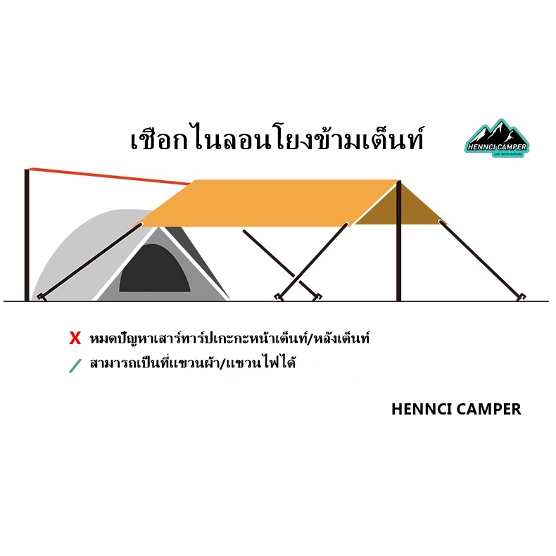 Tarp Rope Across The Tent Pull 7-Ring Nylon And 2 Red Carabiners Length ...