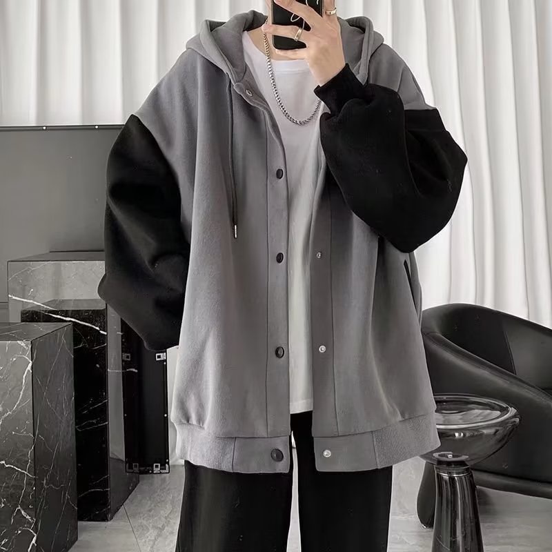 Ready Stock Korean Style Oversized Hoodie For Men Loose Fit Color contrast Hooded Jacket For Men Button Fashion Casual For Man Zipper Oversize Hoodie Jacket For Men Shopee Philippines