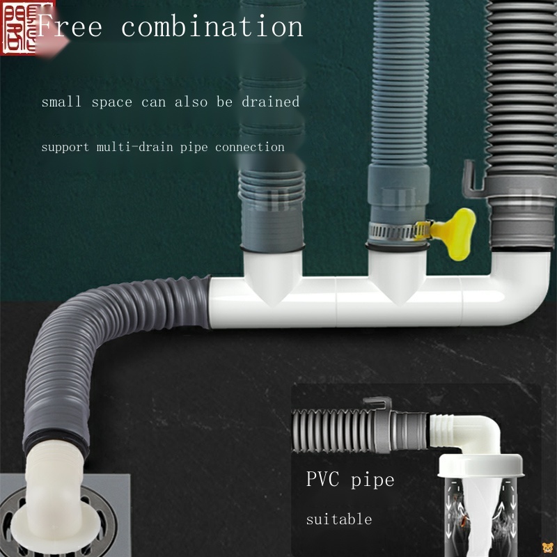 Washing machine sewer pipe three-way floor drain joint drain pipe ...