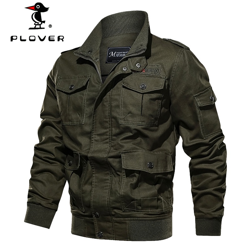 PLOVER Fashion Jacket For Men Vintage Multi Pocket Embroidery Craft ...
