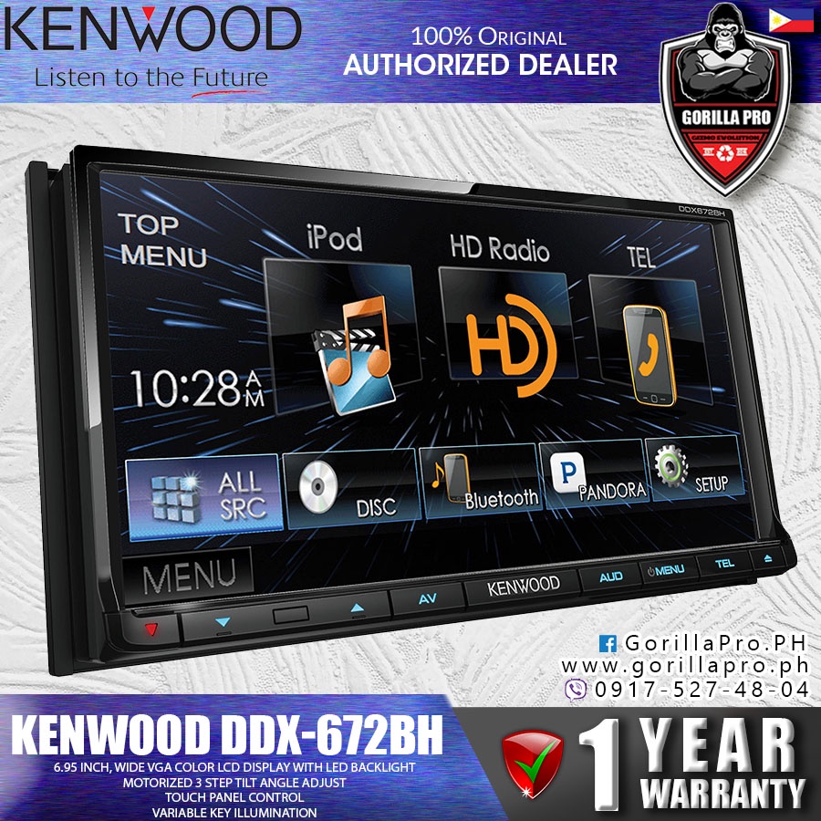 KENWOOD DDX672BH RECEIVER HEAD UNIT 2DIN DDX672BH BLUETOOTH (NO Remote