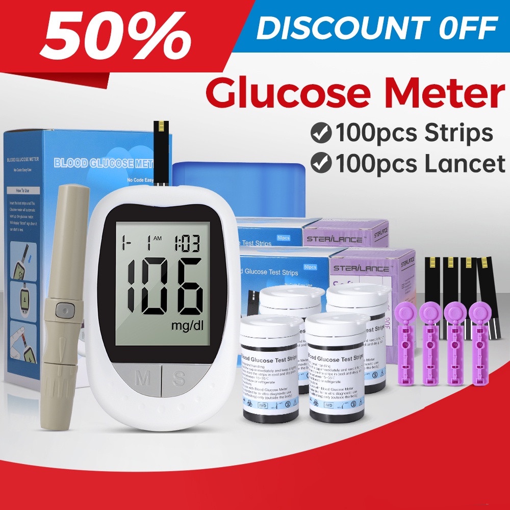 Glucmeter Set Blood Glucose Meter Free 100pcs Strips & 100pcs Lancets 