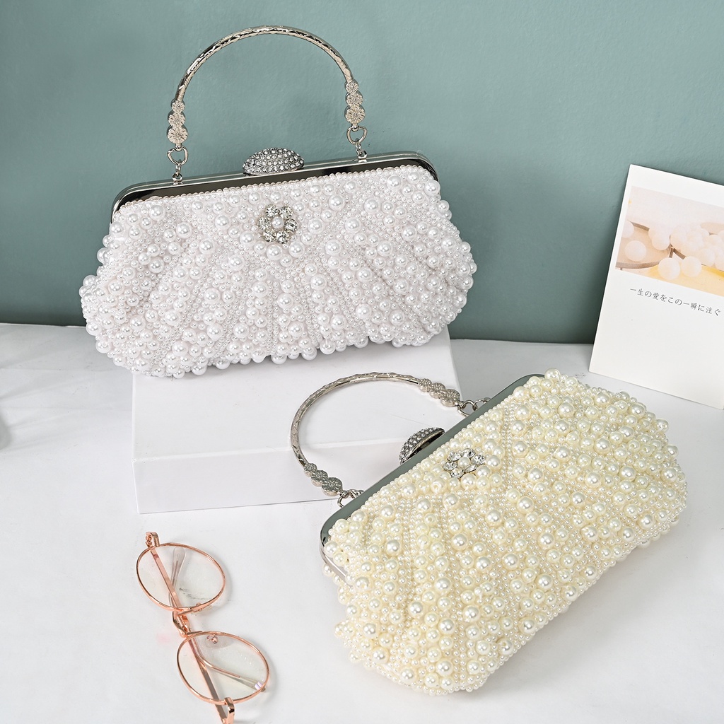 Women's Pearl Beaded Clutch Evening Handbags for Formal Bridal Wedding — free download