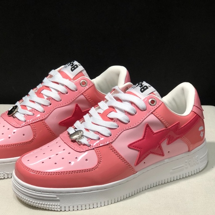 Bape Sta Ape Man Head Low Cut Fashion Trendy Sneakers Men Women Shoes Glossy Pink Shopee Philippines