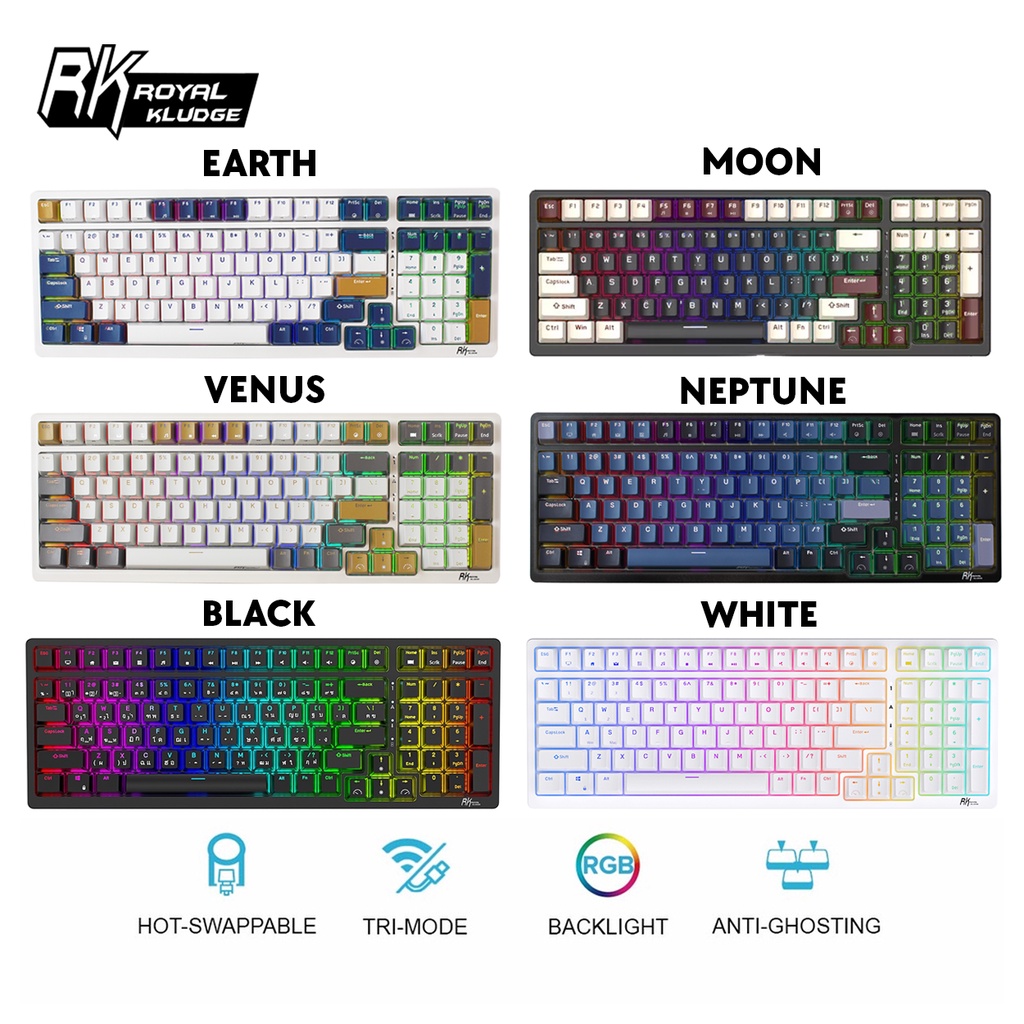 RK Royal Kludge RK98 Limited Edition Wireless Keyboard Tri-Mode ...