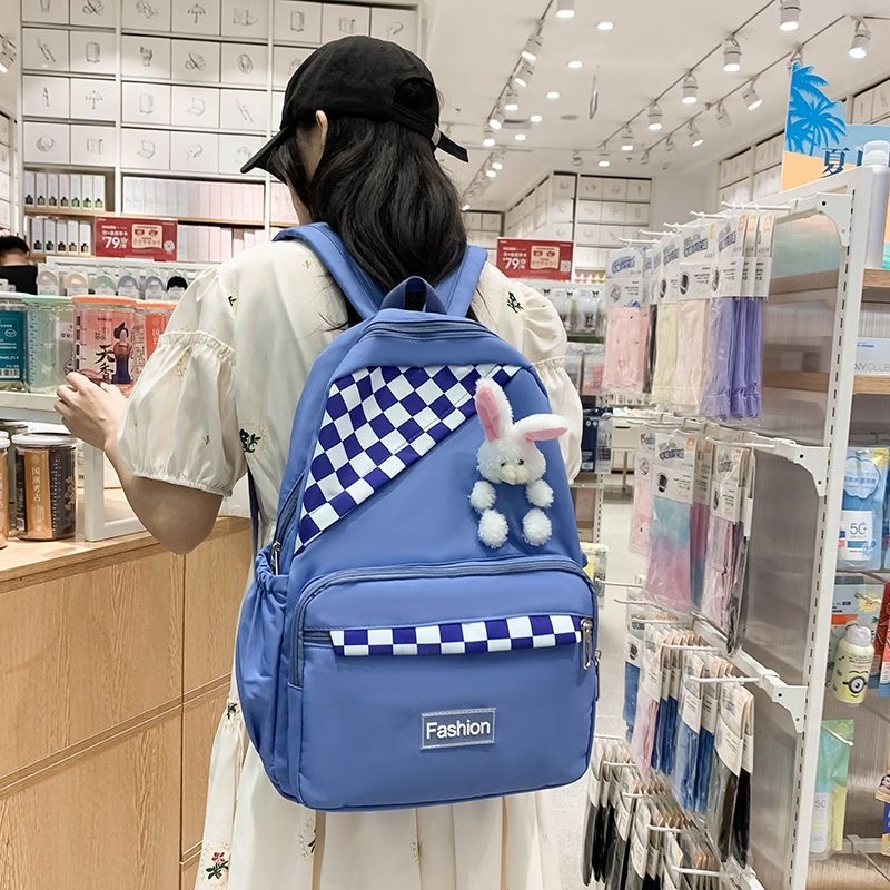Large Capacity High School Plaid Three-piece Set Junior High School Student Elementary School Studebt Backpack