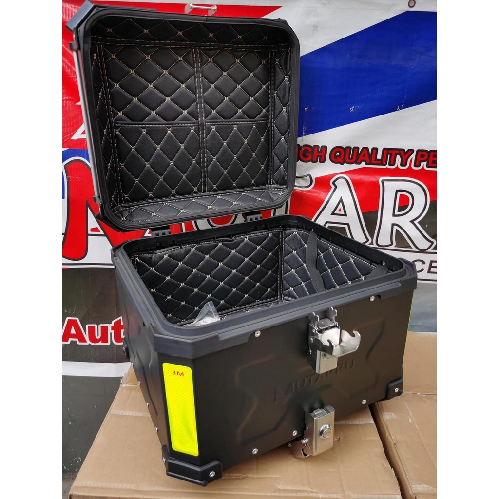 MUTARRU Motorcycle Alloy Top Box 45 Liters (with back rest) X Design ...
