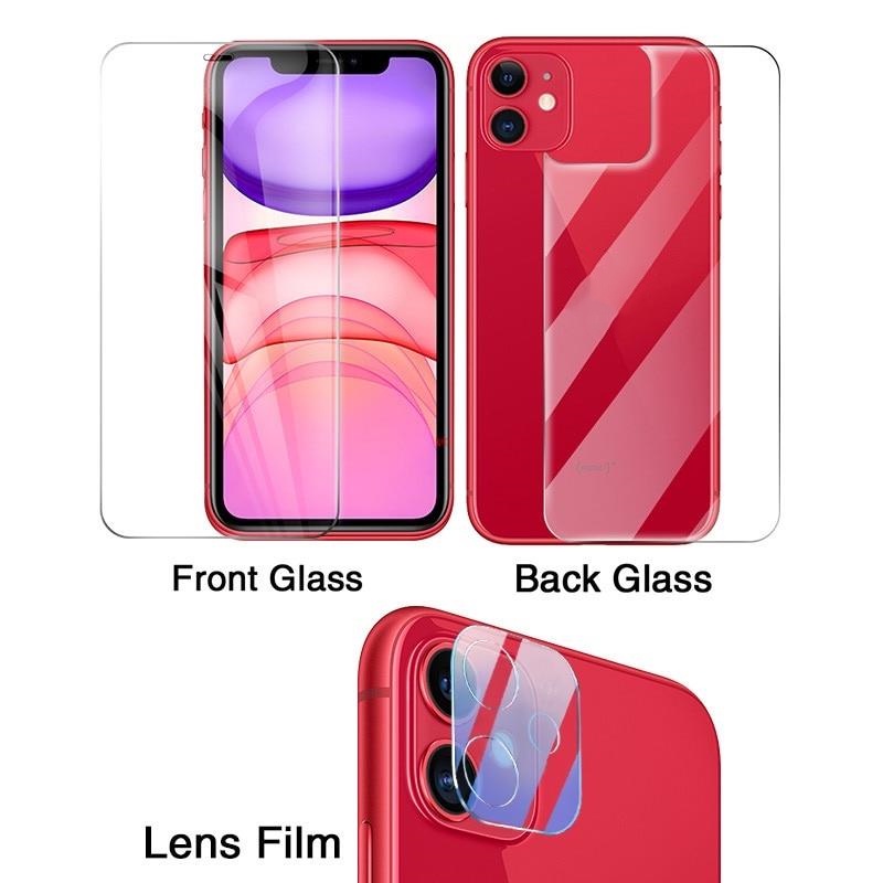 Front Back+ Lens Tempered Glass for IPhone 11 12 13 PRO MAX XR XS Rear ...