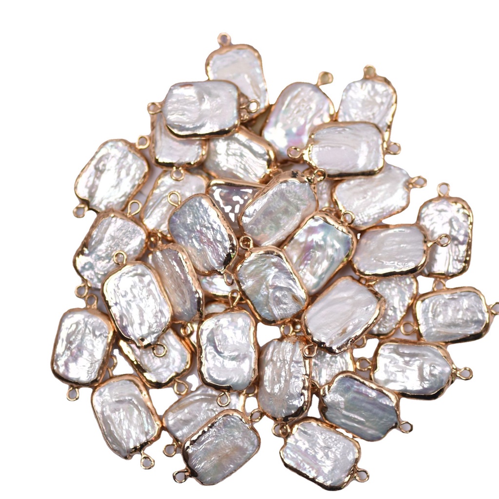 15X20mm Natural Freshwater Pearl Rectangular Shaped Beads Baroque ...