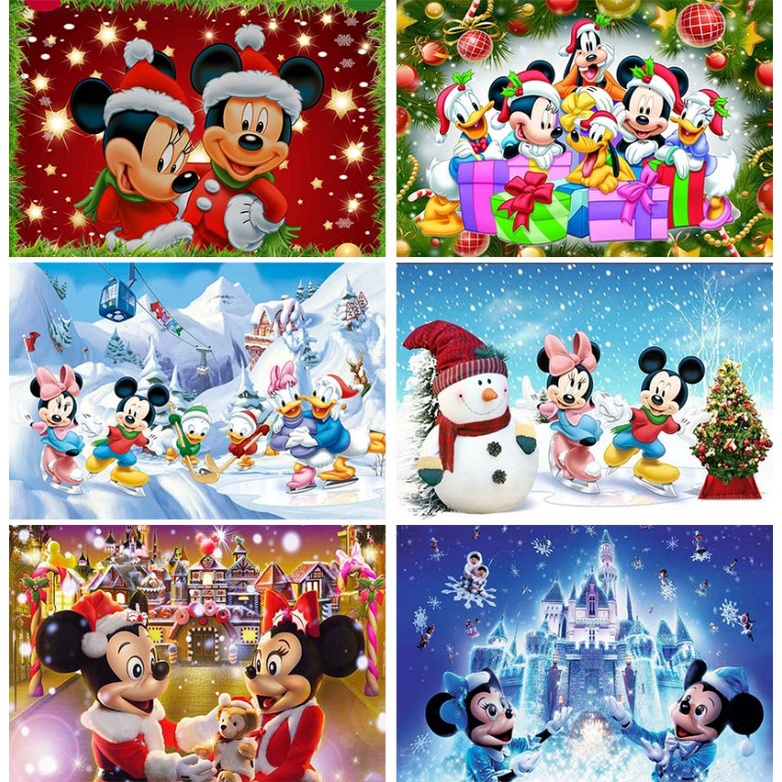 Mickey Minnie Mouse Backdrop for Photography White Snow Merry Christmas ...