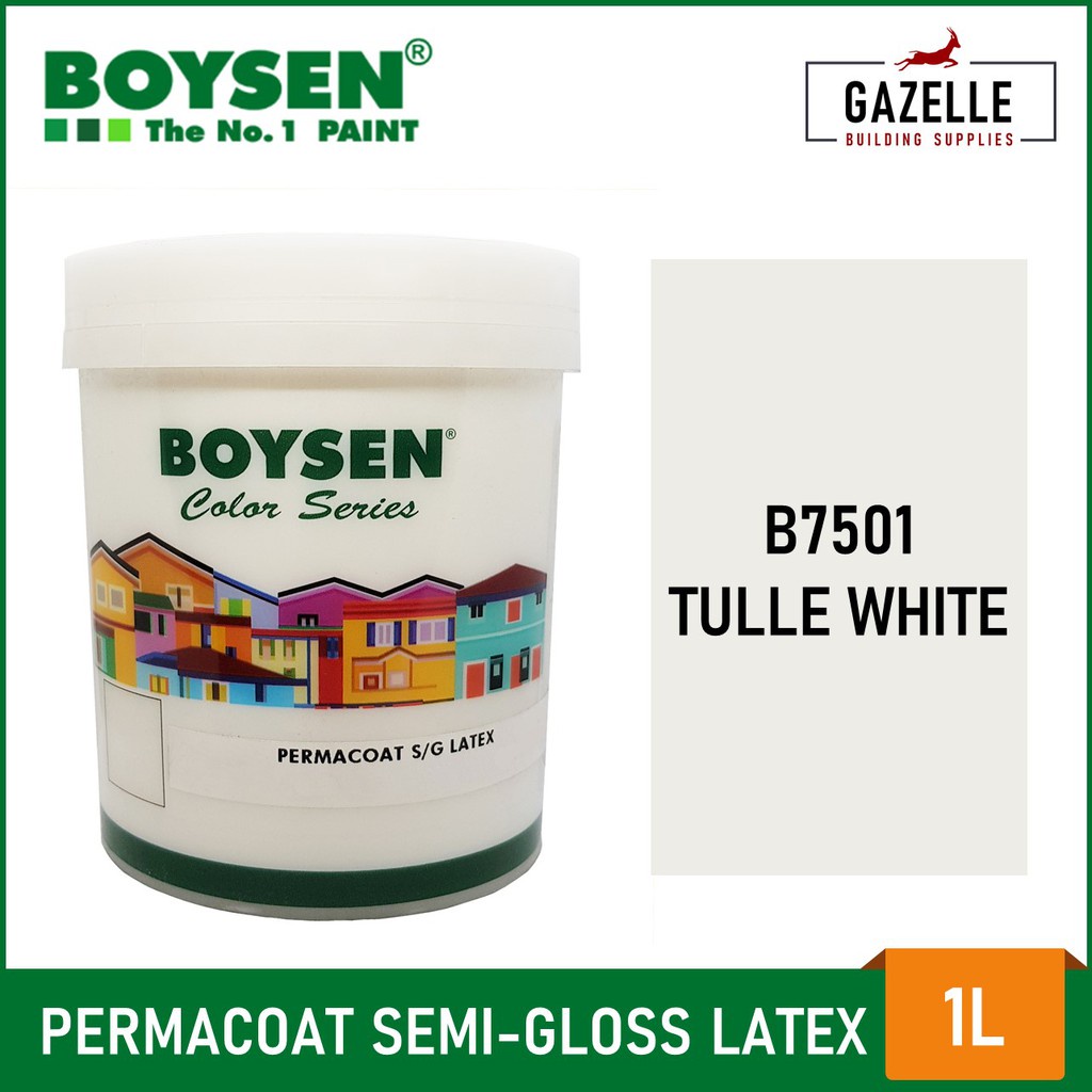 ♤Boysen Permacoat Semi-Gloss Latex Paint Tulle White B7501- 1 Liter ...