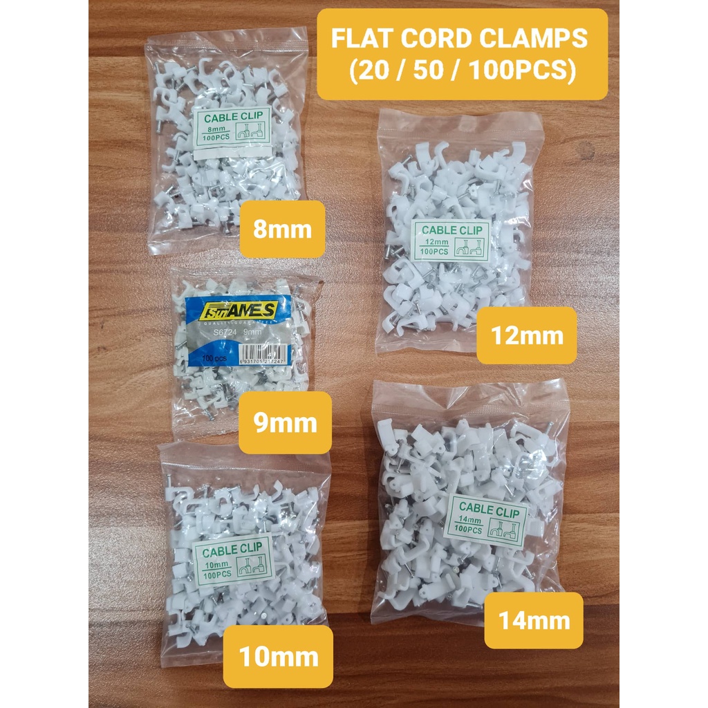 Cable Clips PVC Clamp Square for Flat Wires 8mm/9mm / 10mm / 12mm/ 14mm ...