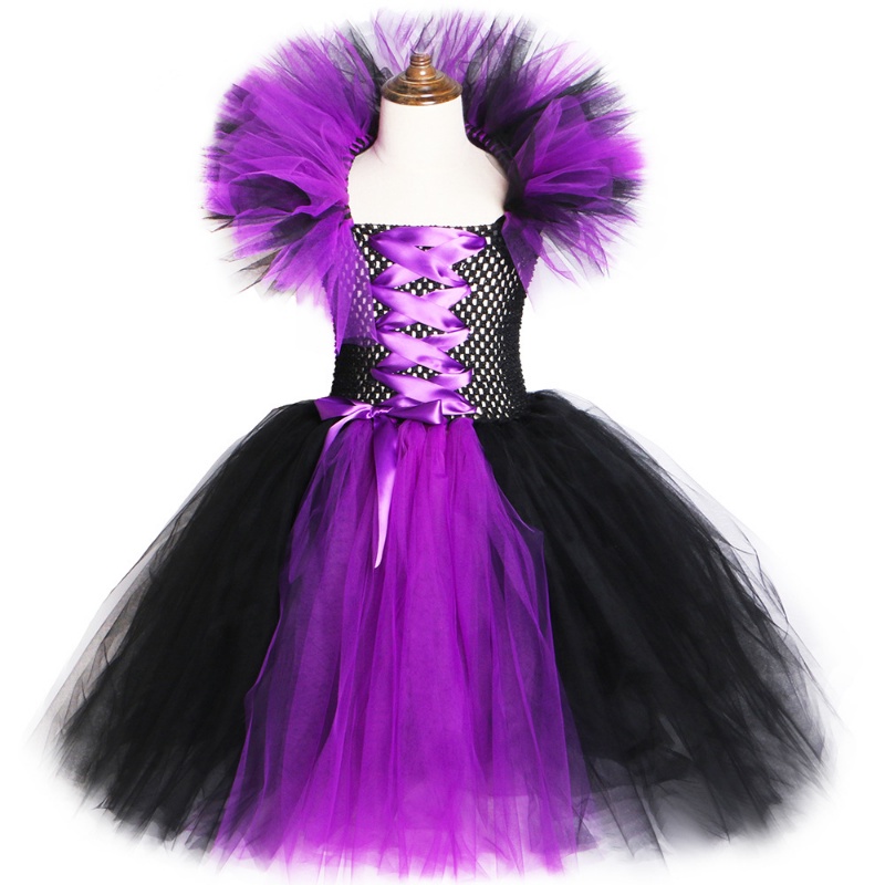 Maleficent Halloween Costume Dress Deluxe Girls Fancy Christening Black ...