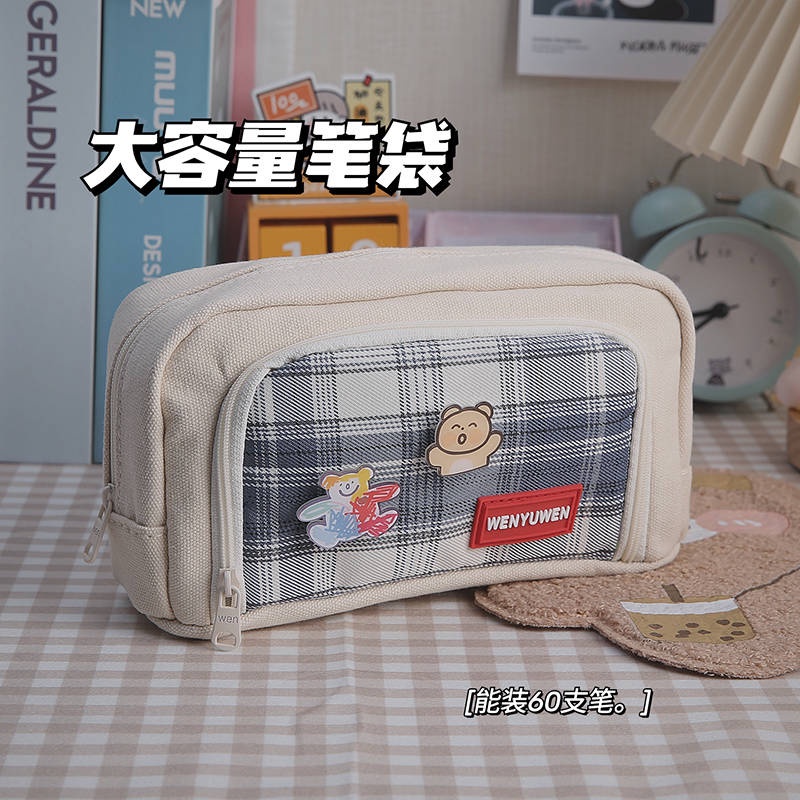 typo pencil box aesthetic korean pencil case Beg pena besar kapasiti