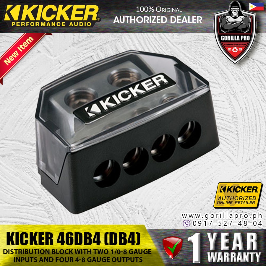 Kicker 46DB4 (DB4) 14DB4 Distribution Block with Two 1/0-8 Gauge Inputs ...