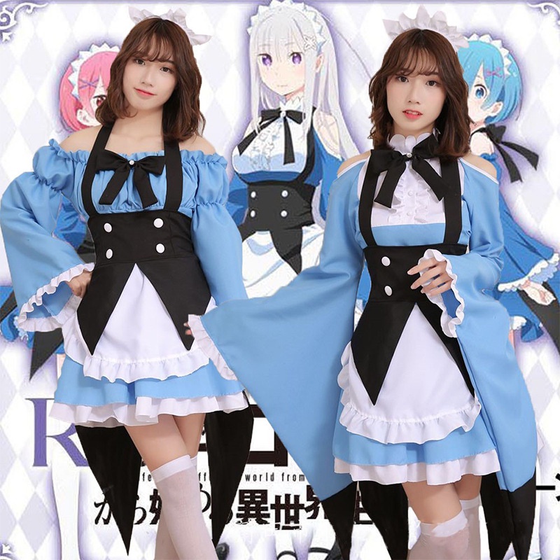 Brand New Anime Cosplay Costumes Long Sleeve Apron Maid Outfits Demon ...