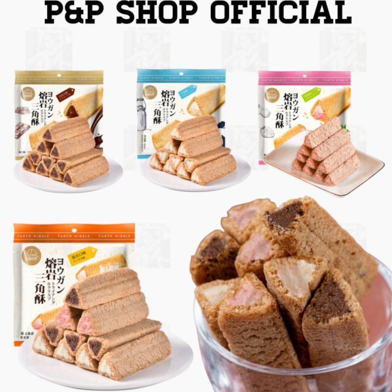 Oatmeal Wafer Triangle Lava Filling 3 Flavors Chocolate Strawberry ...