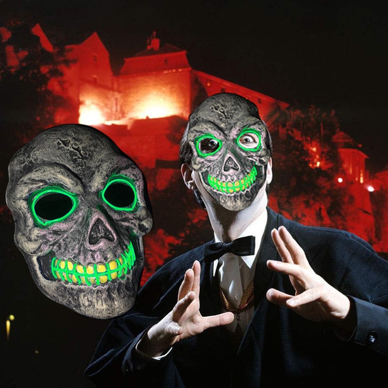 In stock NEW ۩☈Neon Masks Halloween Scary Skull Mask LED Masque