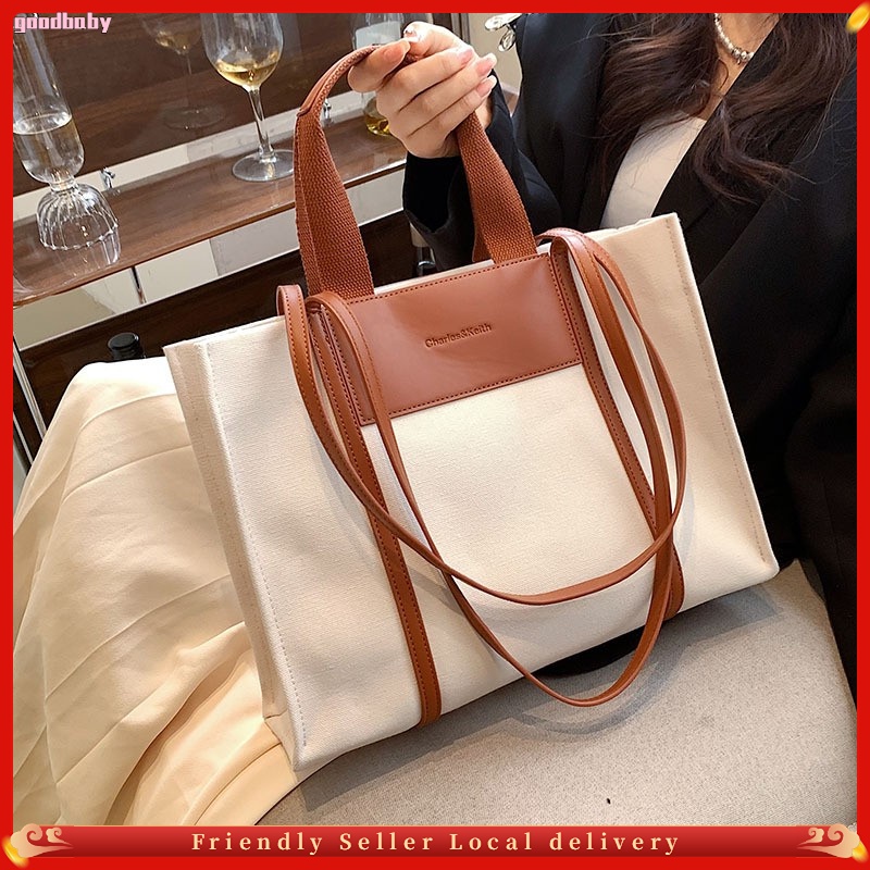 Large Capacity Contrast Shoulder Bag For Women 13 Inch Laptop Bag