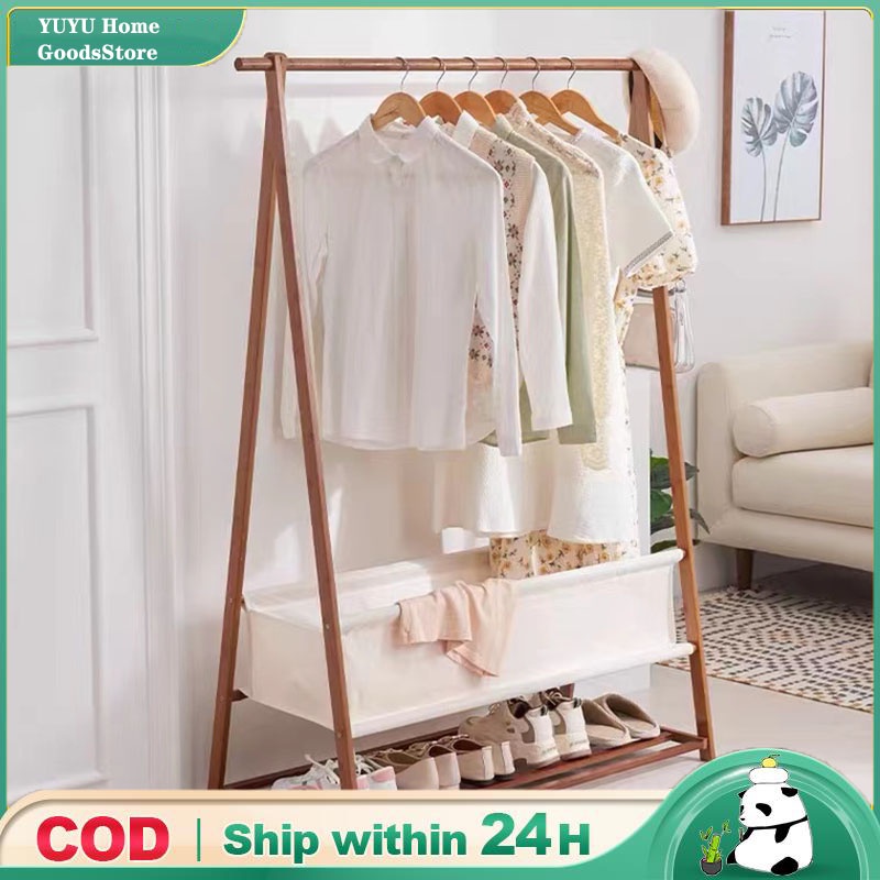 Foldable Hanging Clothes organizer Wooden Clothes rack with hanging