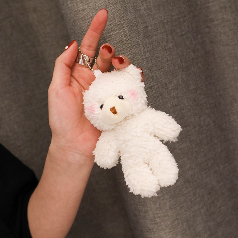 Teddy Little White Bear Doll Pendant School Bag Accessories Bag