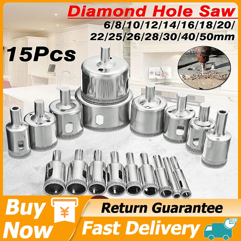 15pcs/set Diamond Coated Drill Bit 650mm set for Tile Marble Glass