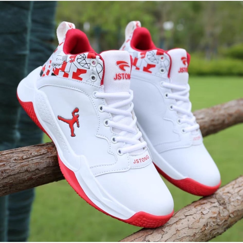 high cut leather rubber nonslip breathable mens outdoor basketball